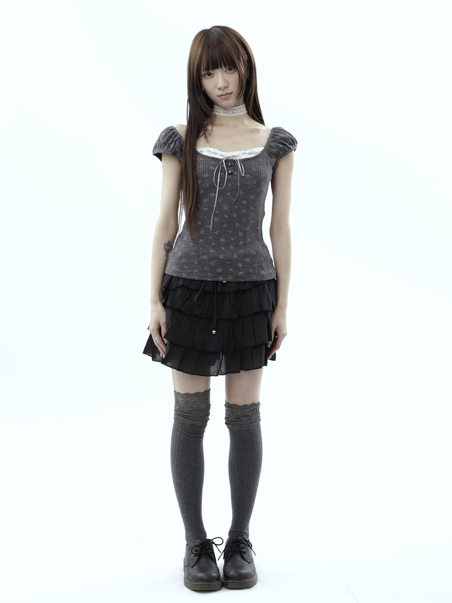 ang project Forest Floral Lace Splice Tie Waist Cropped Women&