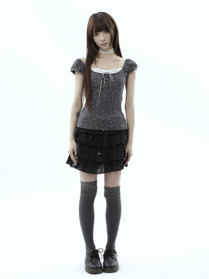 ang project Forest Floral Lace Splice Tie Waist Cropped Women&