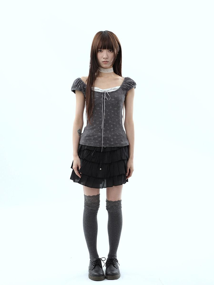 ang project Forest Floral Lace Splice Tie Waist Cropped Women&