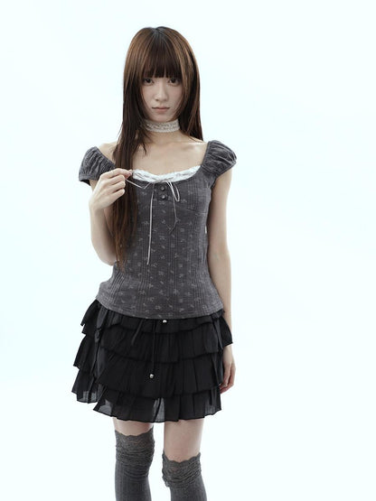 ang project Forest Floral Lace Splice Tie Waist Cropped Women&