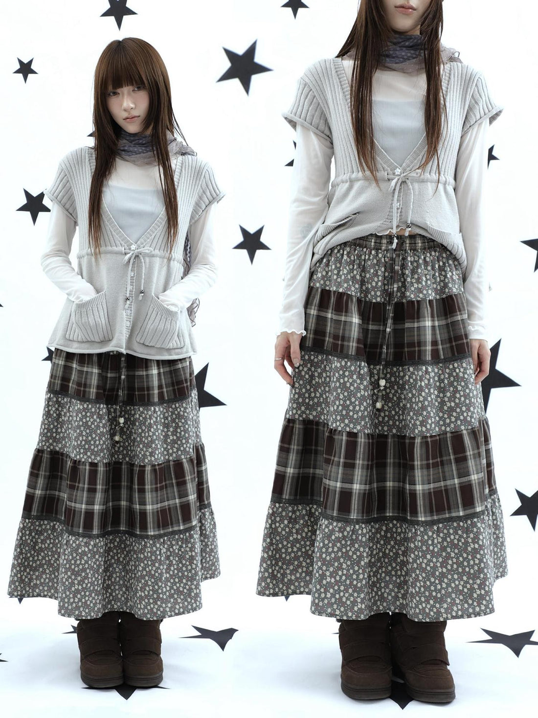 ang project Forest Floral Patchwork Plaid Applique Print Women&