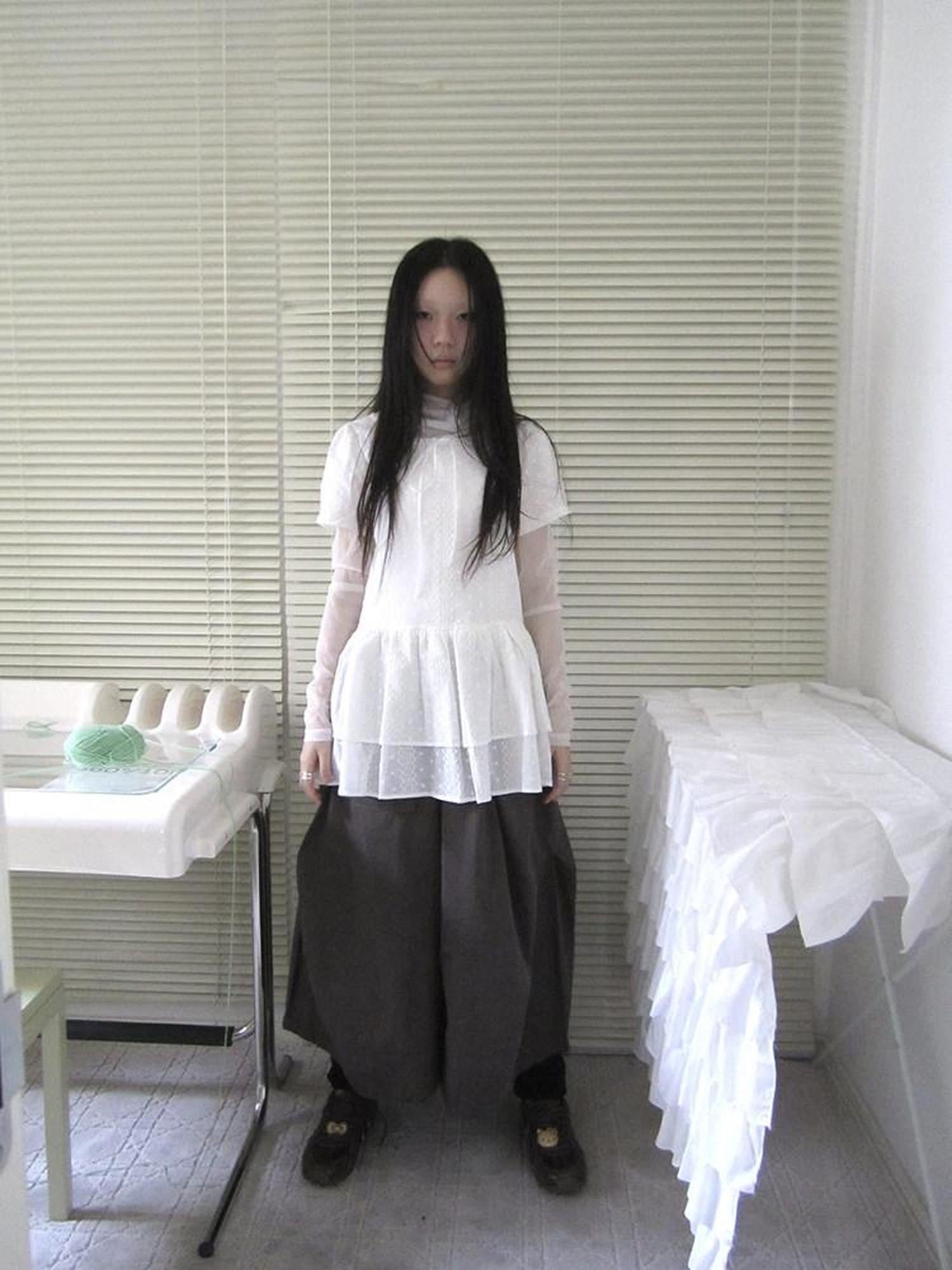ang project French Hollow Embroidery Double Ruffle Hem Women&