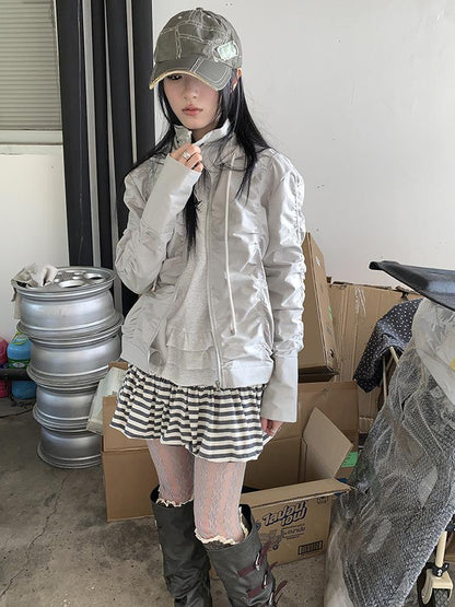 ang project Functional Grey Hooded Wrinkle Resistant Outdoor Jacket