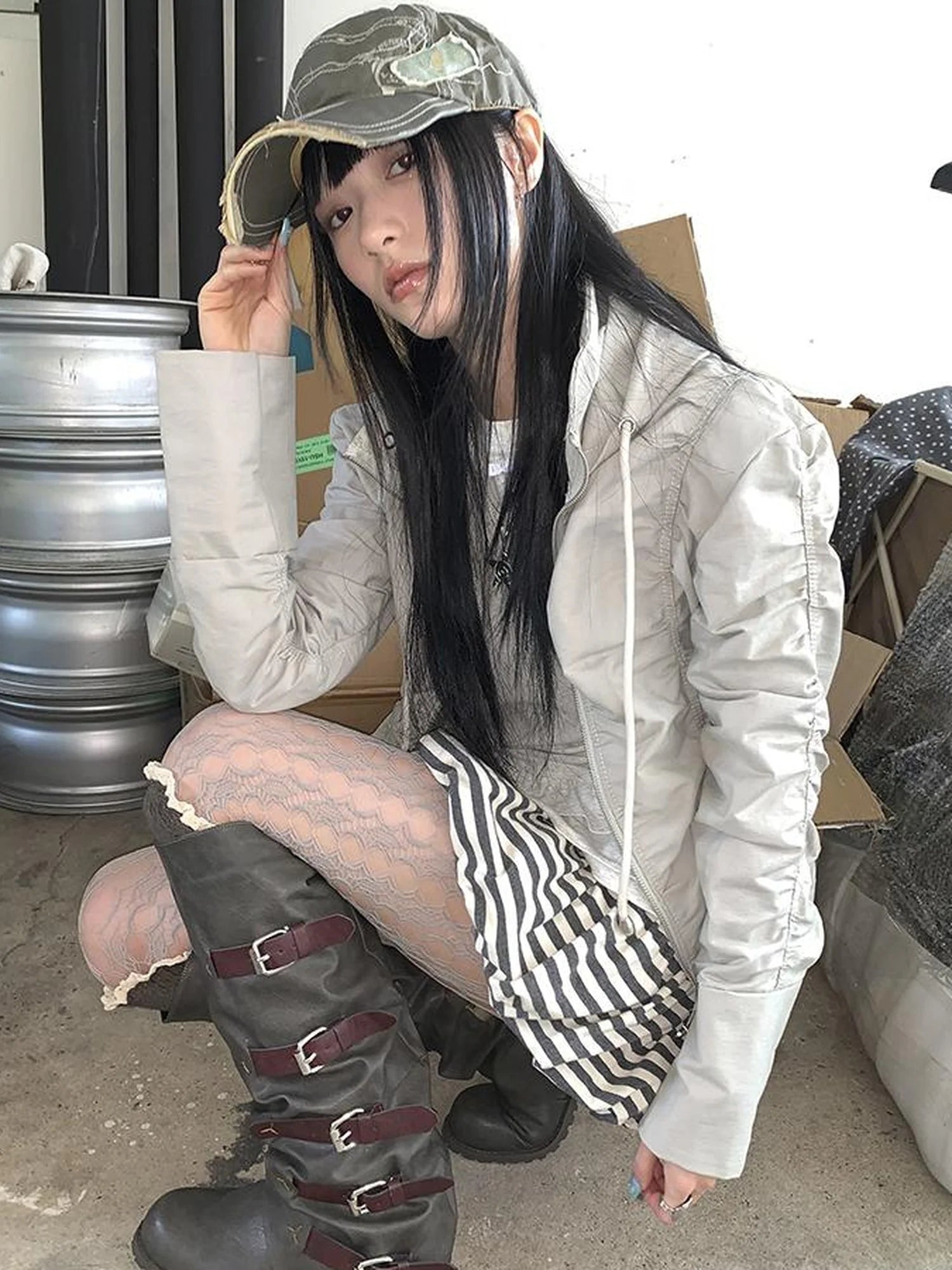 Functional Grey Hooded Wrinkle Resistant Outdoor Jacket