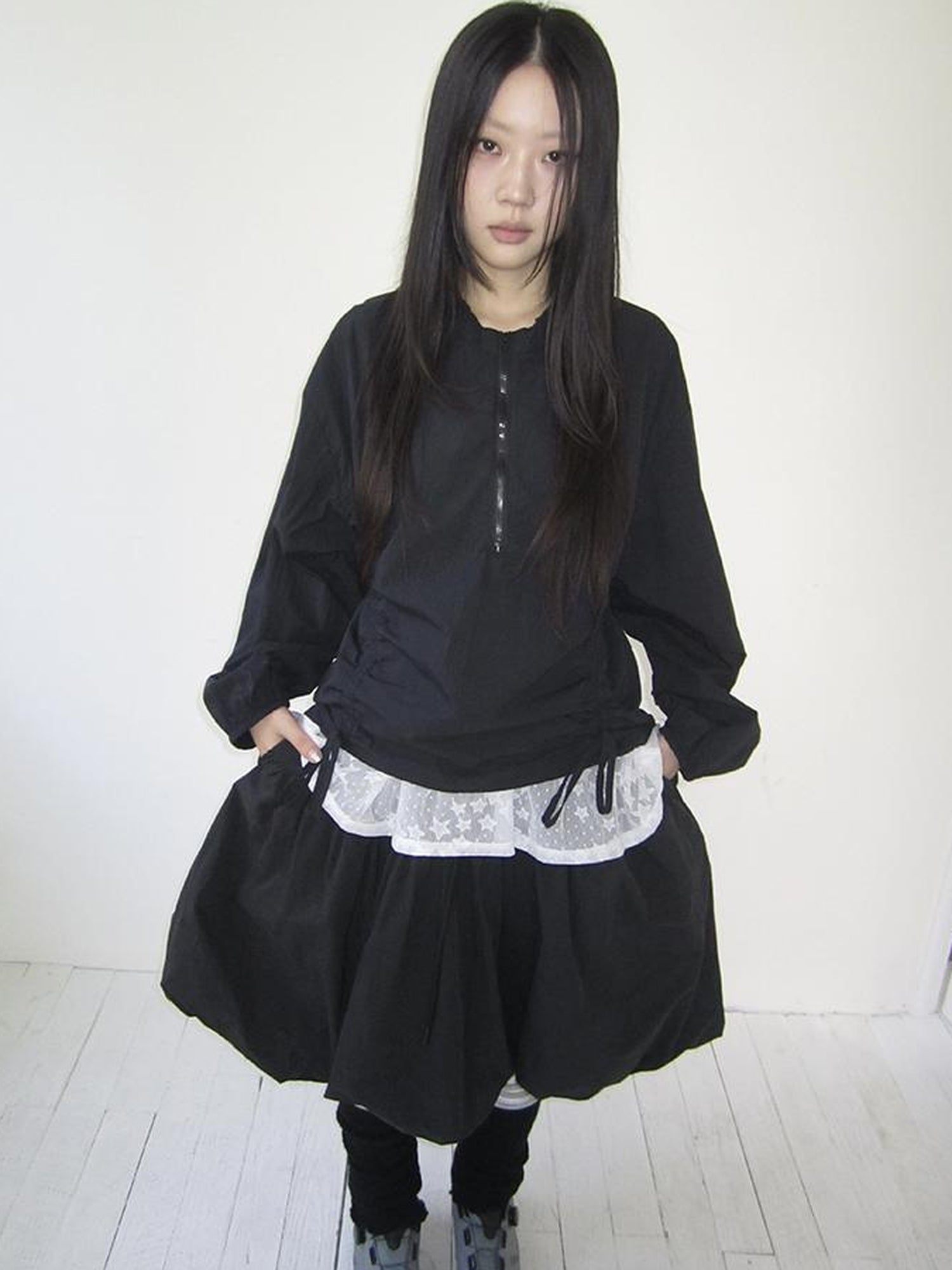 ang project Functional Minimalist Drawstring Short Crop Top