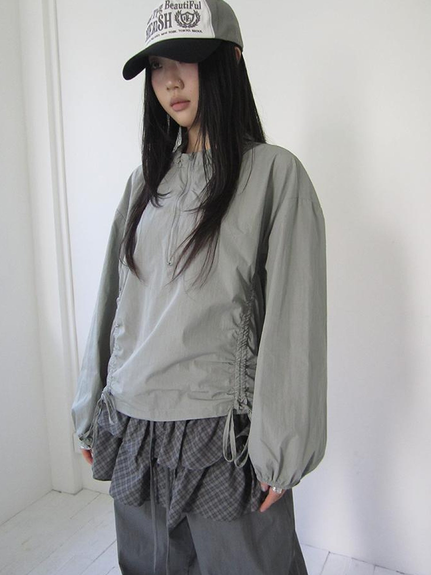 ang project Functional Minimalist Drawstring Short Crop Top