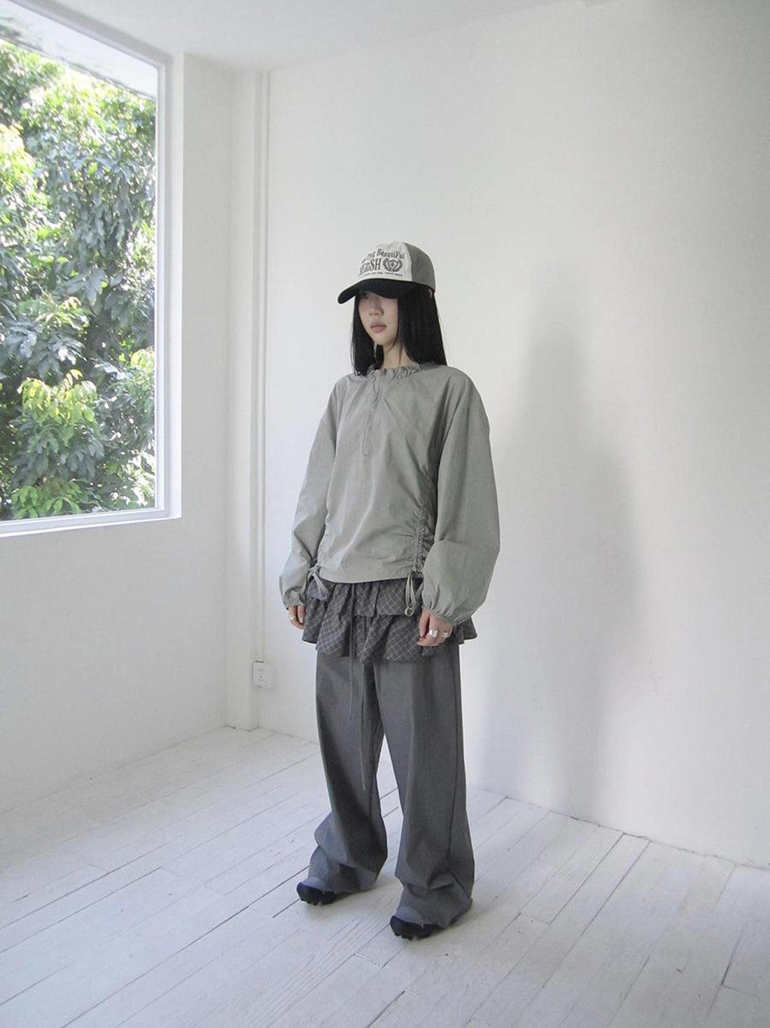 ang project Functional Minimalist Drawstring Short Crop Top