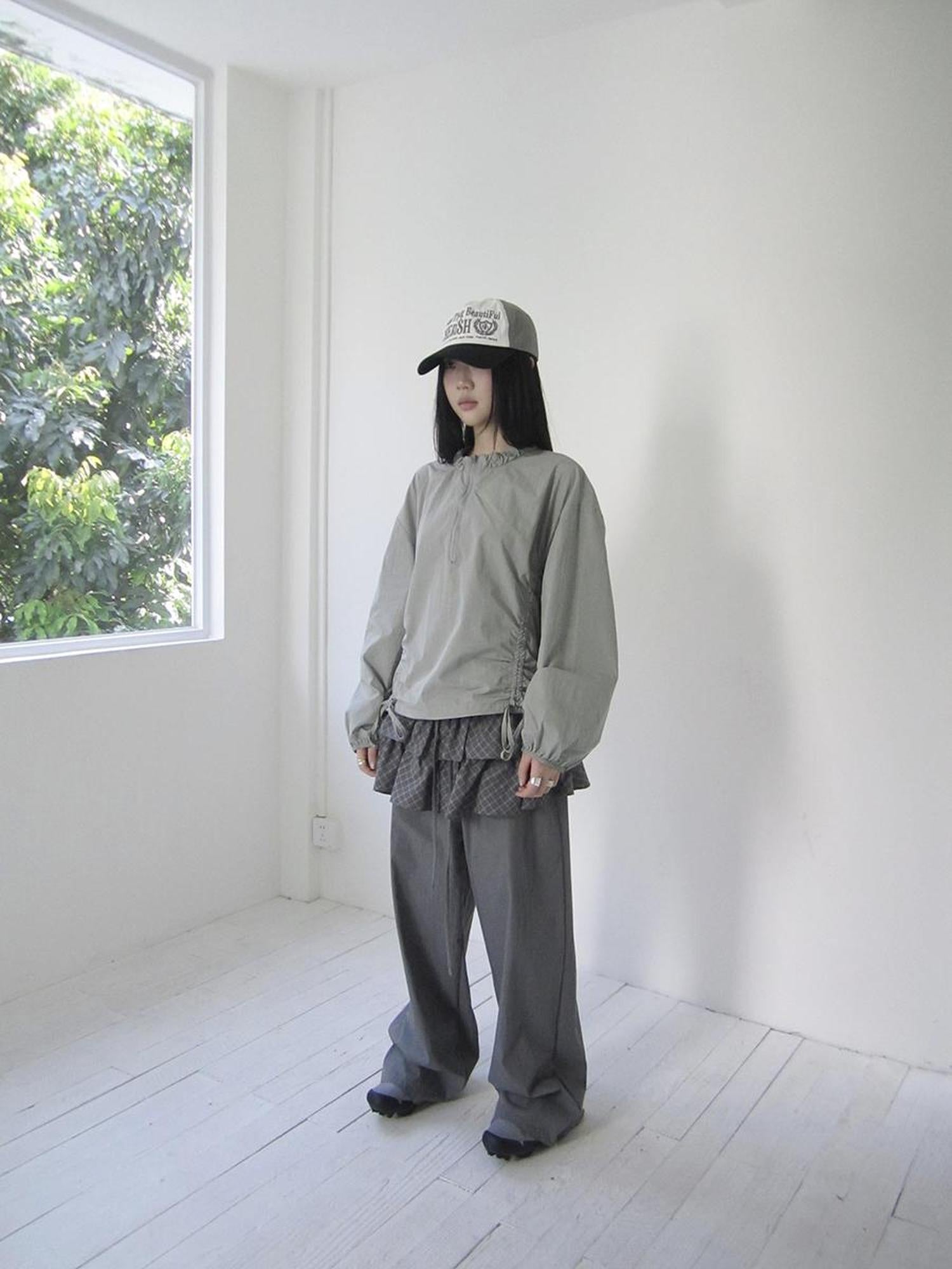 ang project Functional Minimalist Drawstring Short Crop Top