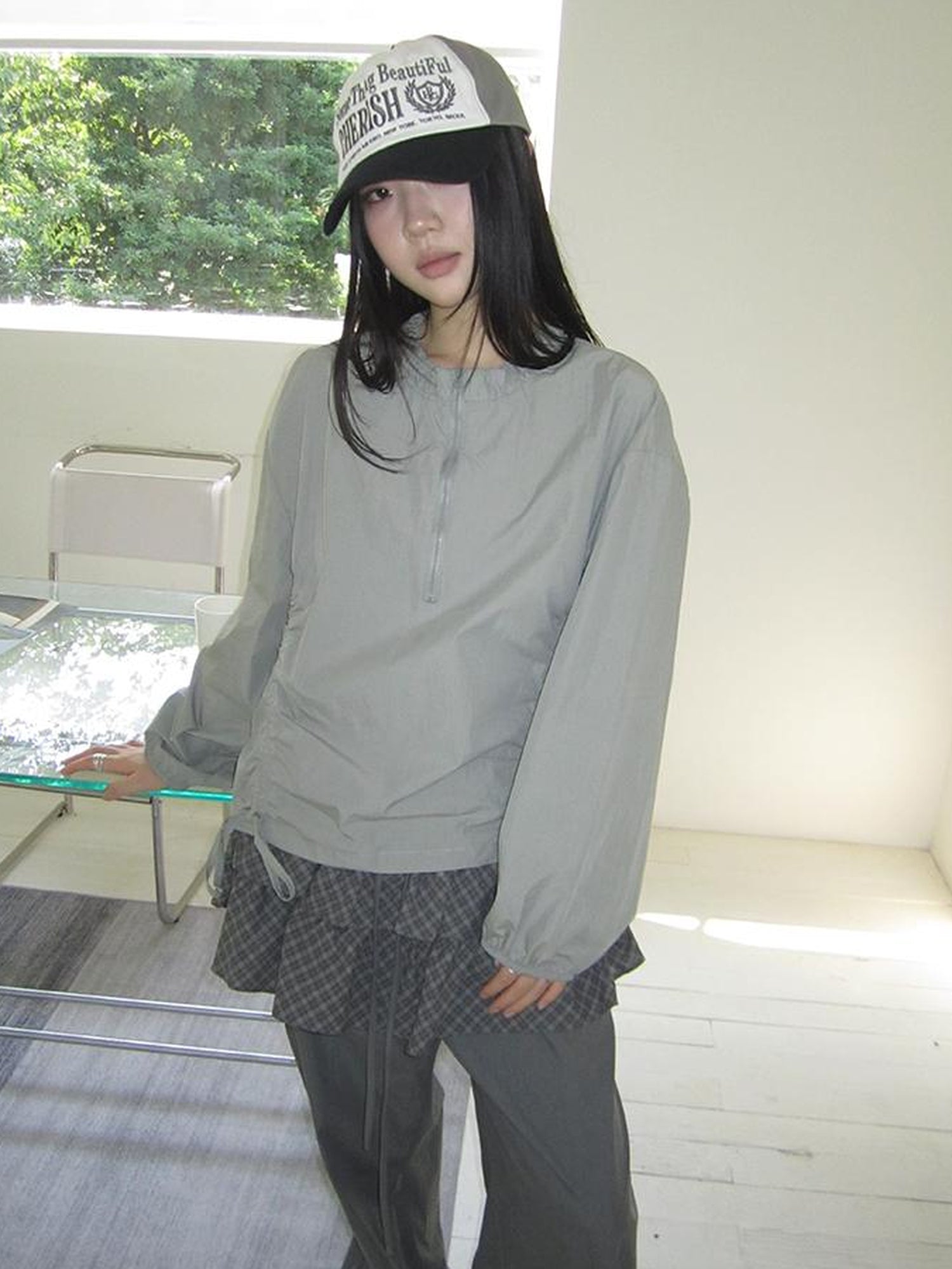 ang project Functional Minimalist Drawstring Short Crop Top