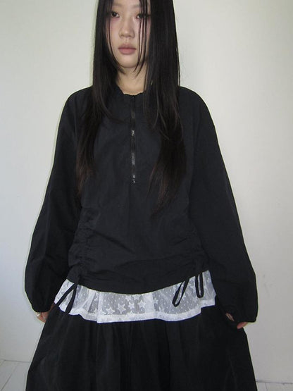 ang project Functional Minimalist Drawstring Short Crop Top