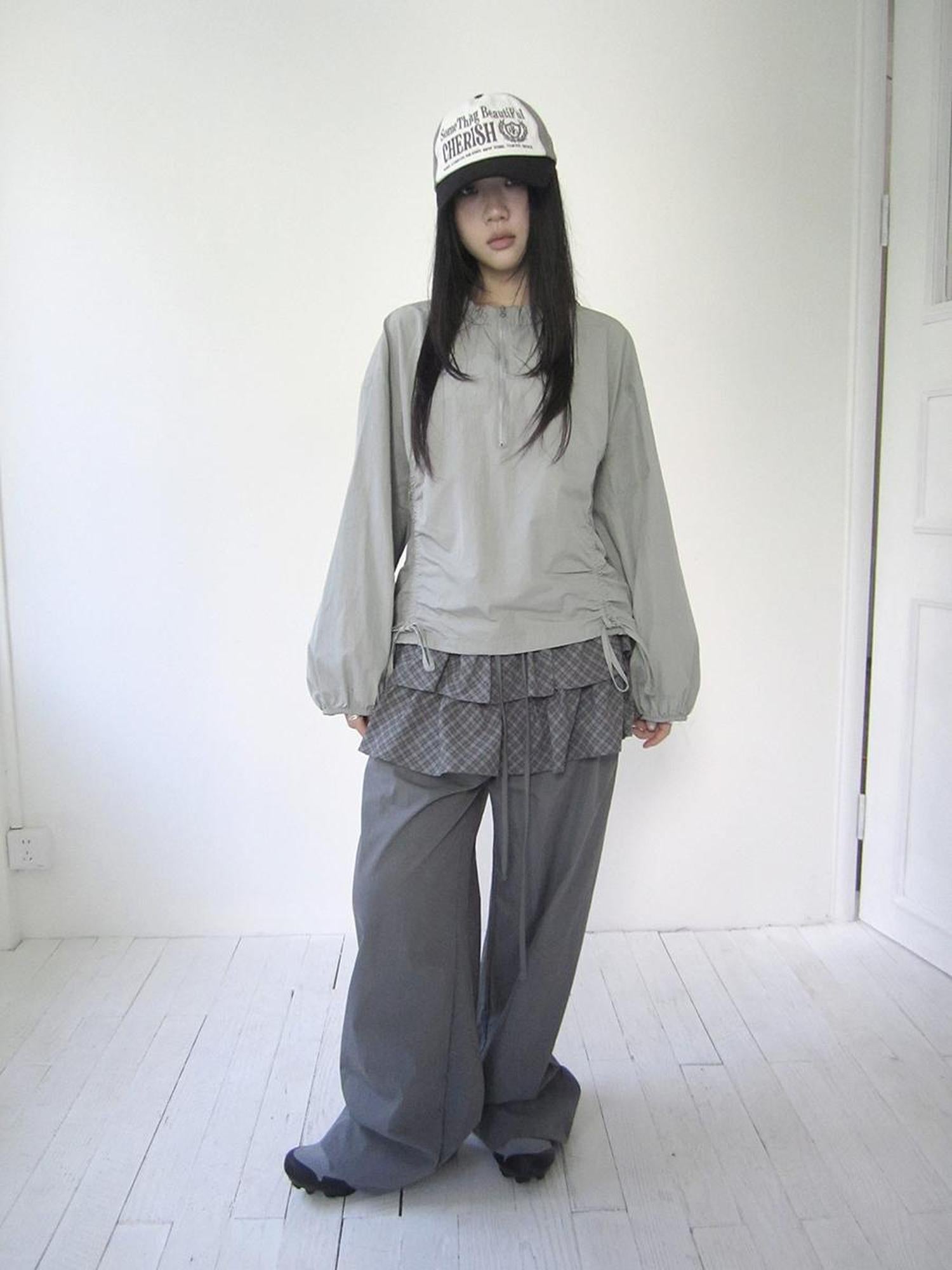 ang project Functional Minimalist Drawstring Short Crop Top