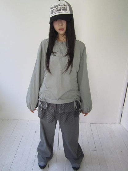 ang project Functional Minimalist Drawstring Short Crop Top