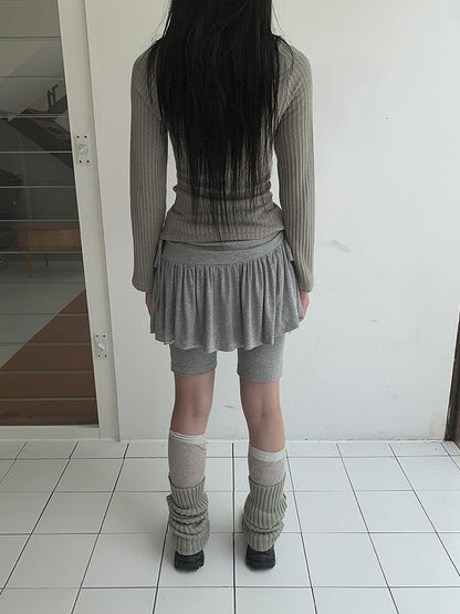 ang project Functional Sporty Layered Drawstring Waist Short Skirt
