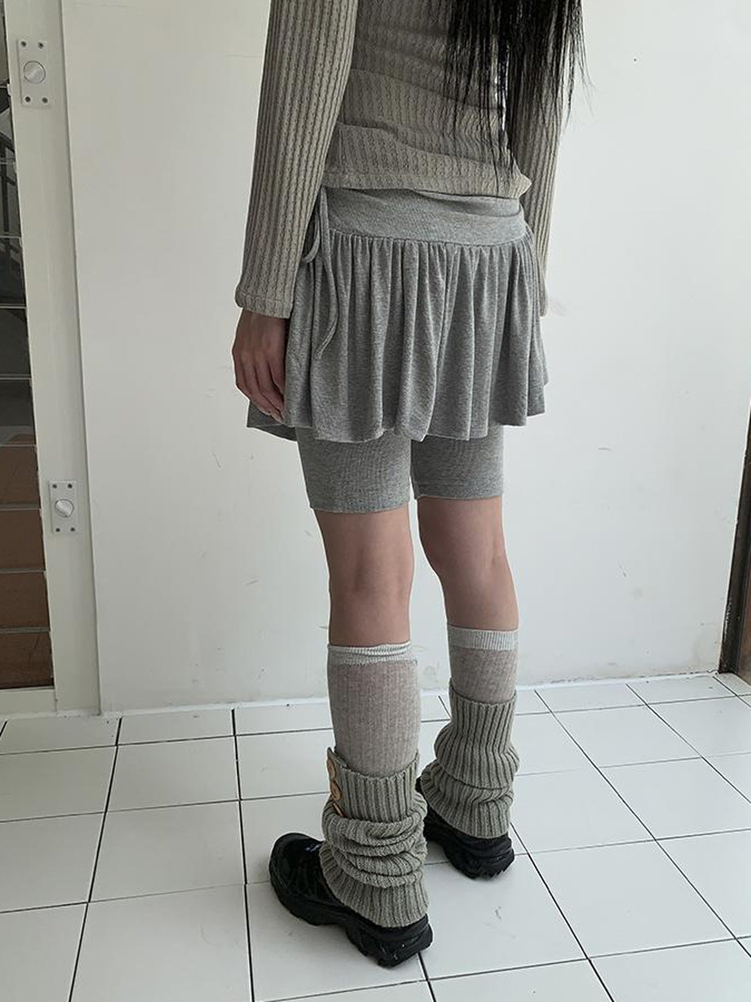 ang project Functional Sporty Layered Drawstring Waist Short Skirt