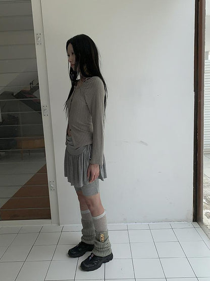 ang project Functional Sporty Layered Drawstring Waist Short Skirt