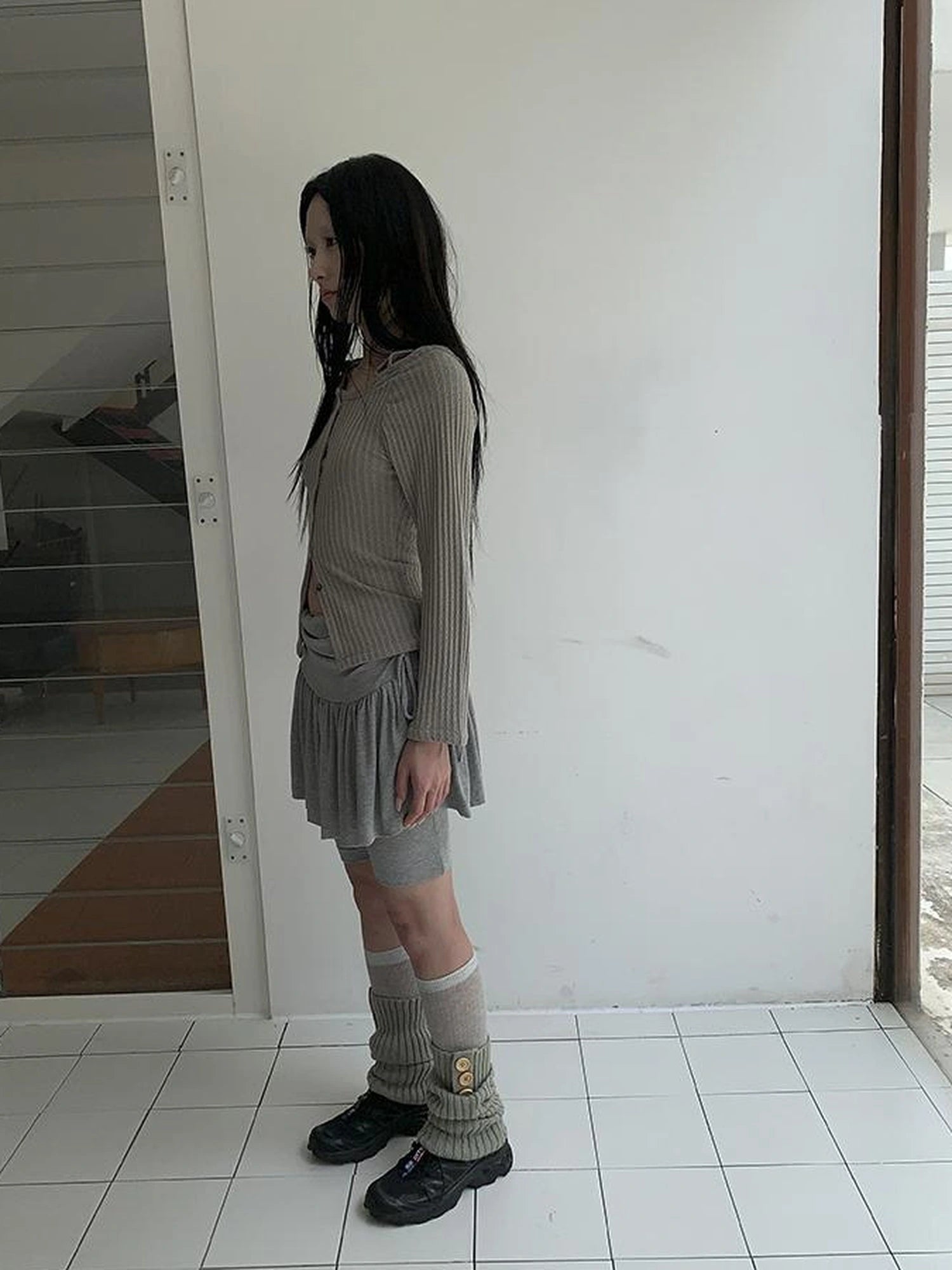 Functional Sporty Layered Drawstring Waist Short Skirt