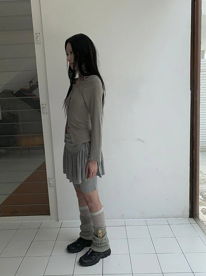 Functional Sporty Layered Drawstring Waist Short Skirt