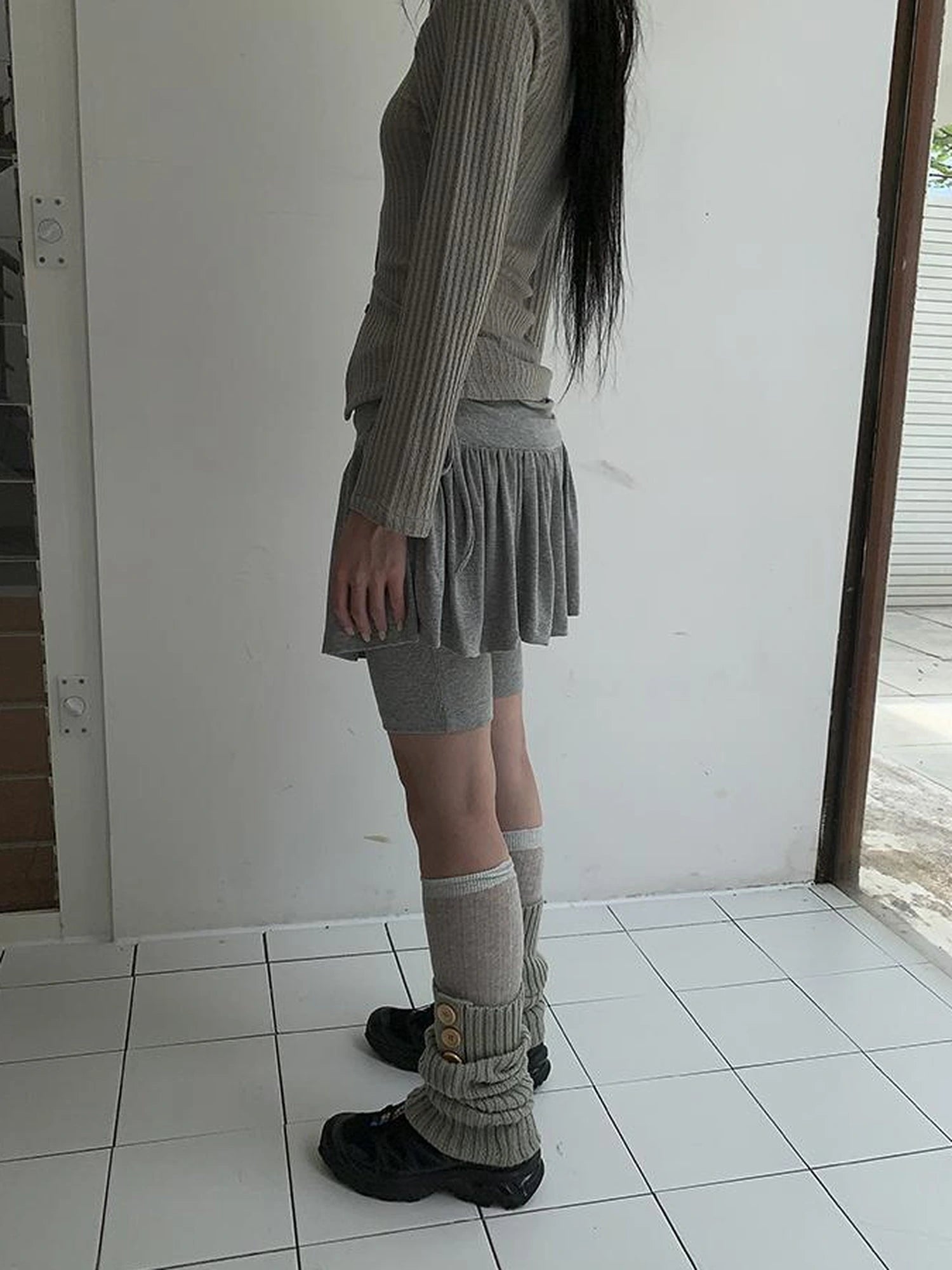 Functional Sporty Layered Drawstring Waist Short Skirt