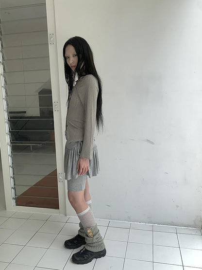 ang project Functional Sporty Layered Drawstring Waist Short Skirt