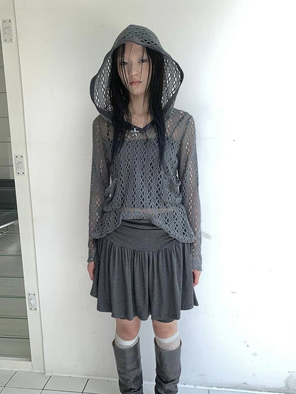 Functional Sporty Layered Drawstring Waist Short Skirt