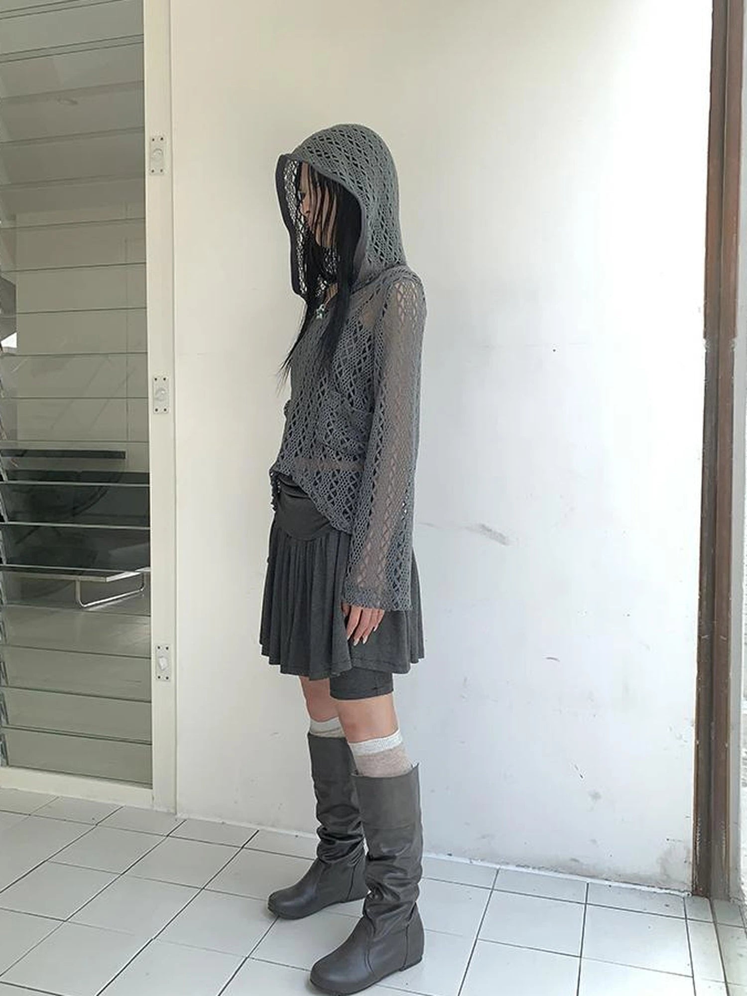 Functional Sporty Layered Drawstring Waist Short Skirt