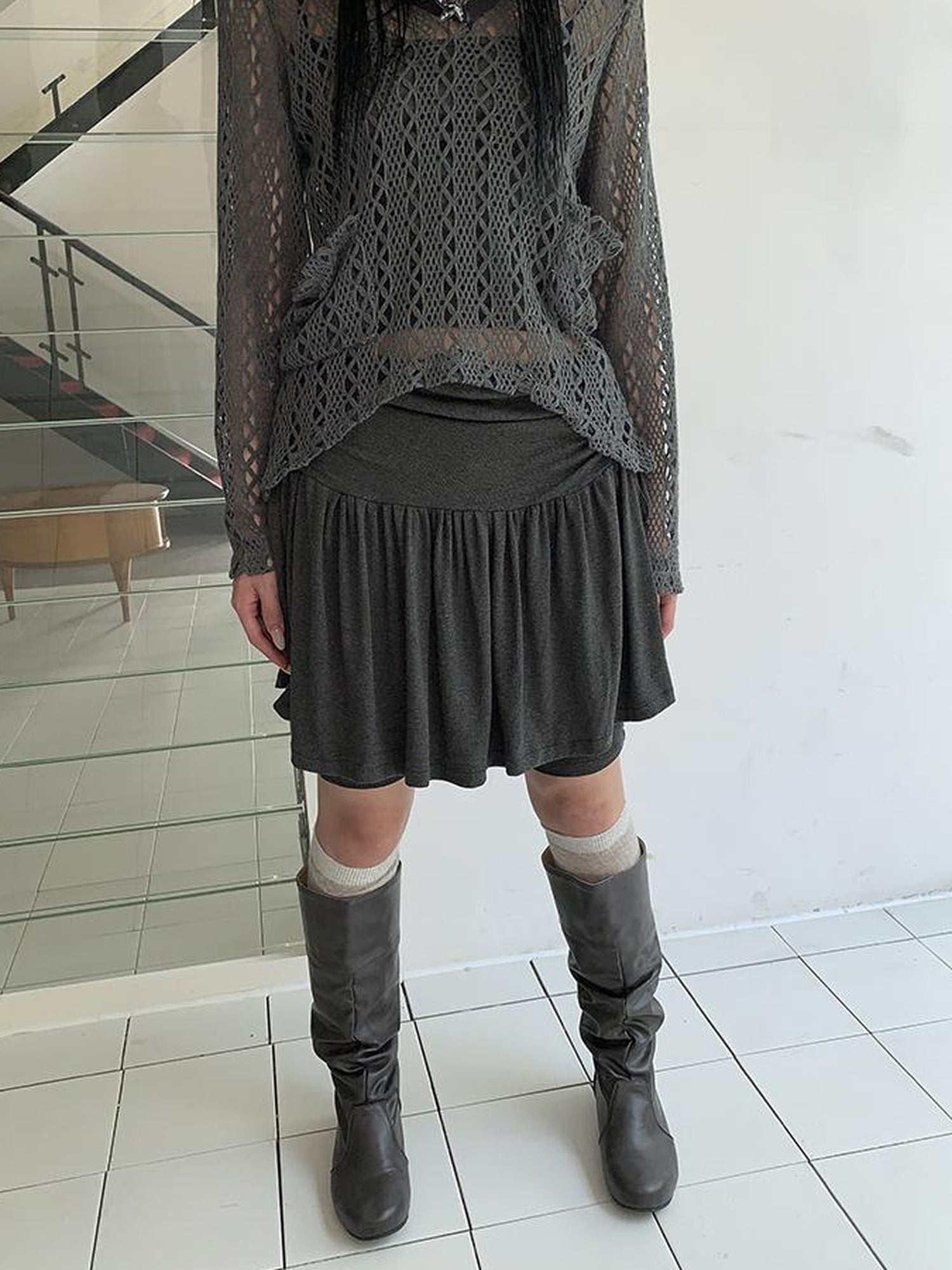 ang project Functional Sporty Layered Drawstring Waist Short Skirt