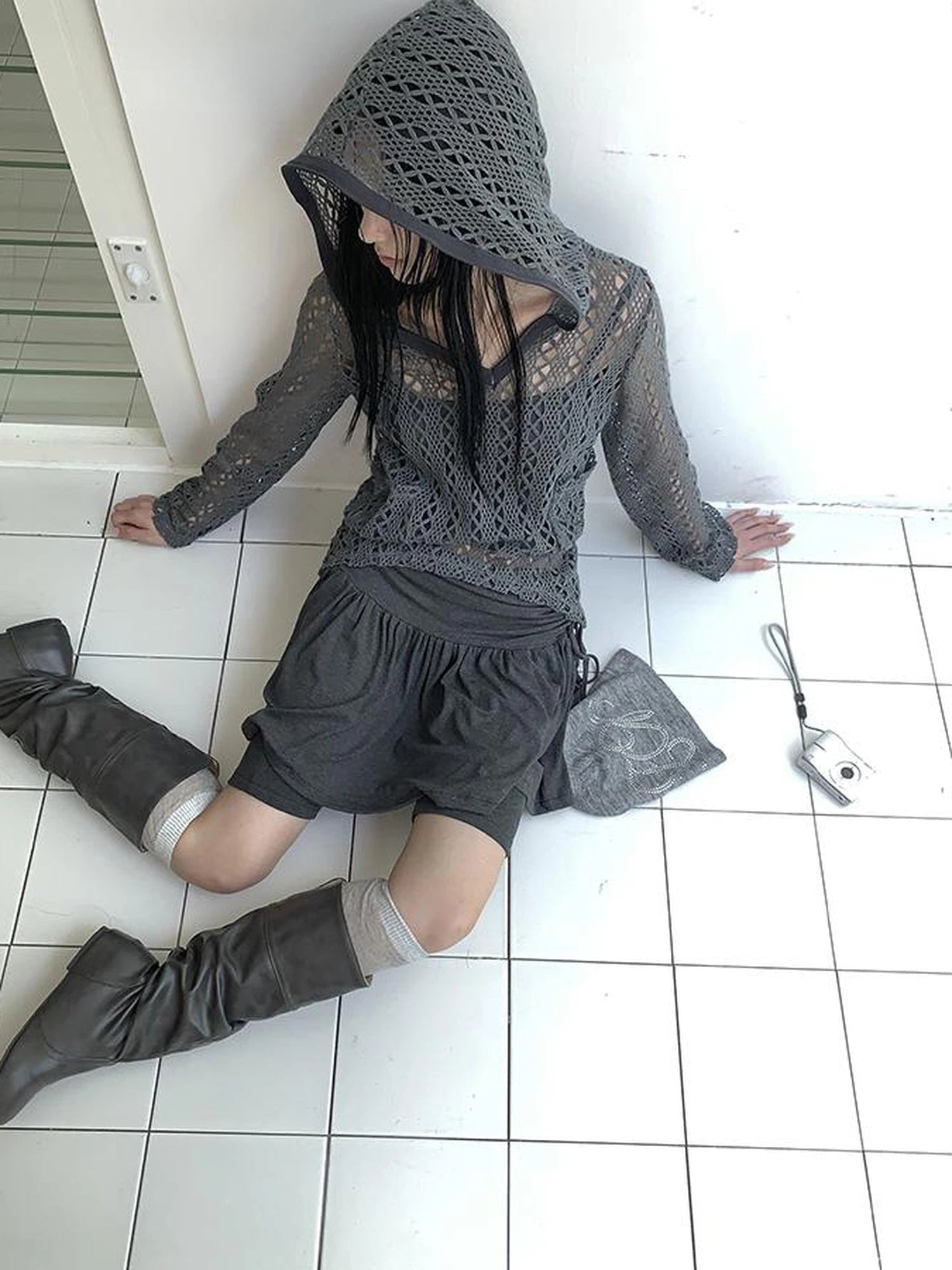 Functional Sporty Layered Drawstring Waist Short Skirt