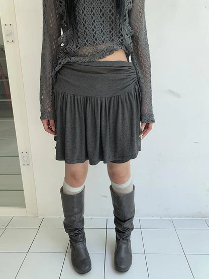 Functional Sporty Layered Drawstring Waist Short Skirt