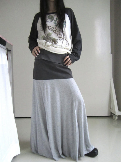 ang_project_Gray_Double_Fabric_Colorblock_Draped_Low_Waist_A_Line_Women&