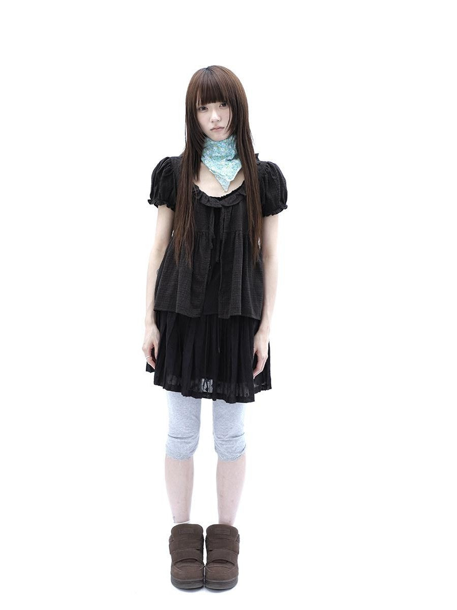 ang project Gray Lace Splice Cuffed Hem Tapered Slim Elastic Waist Women&