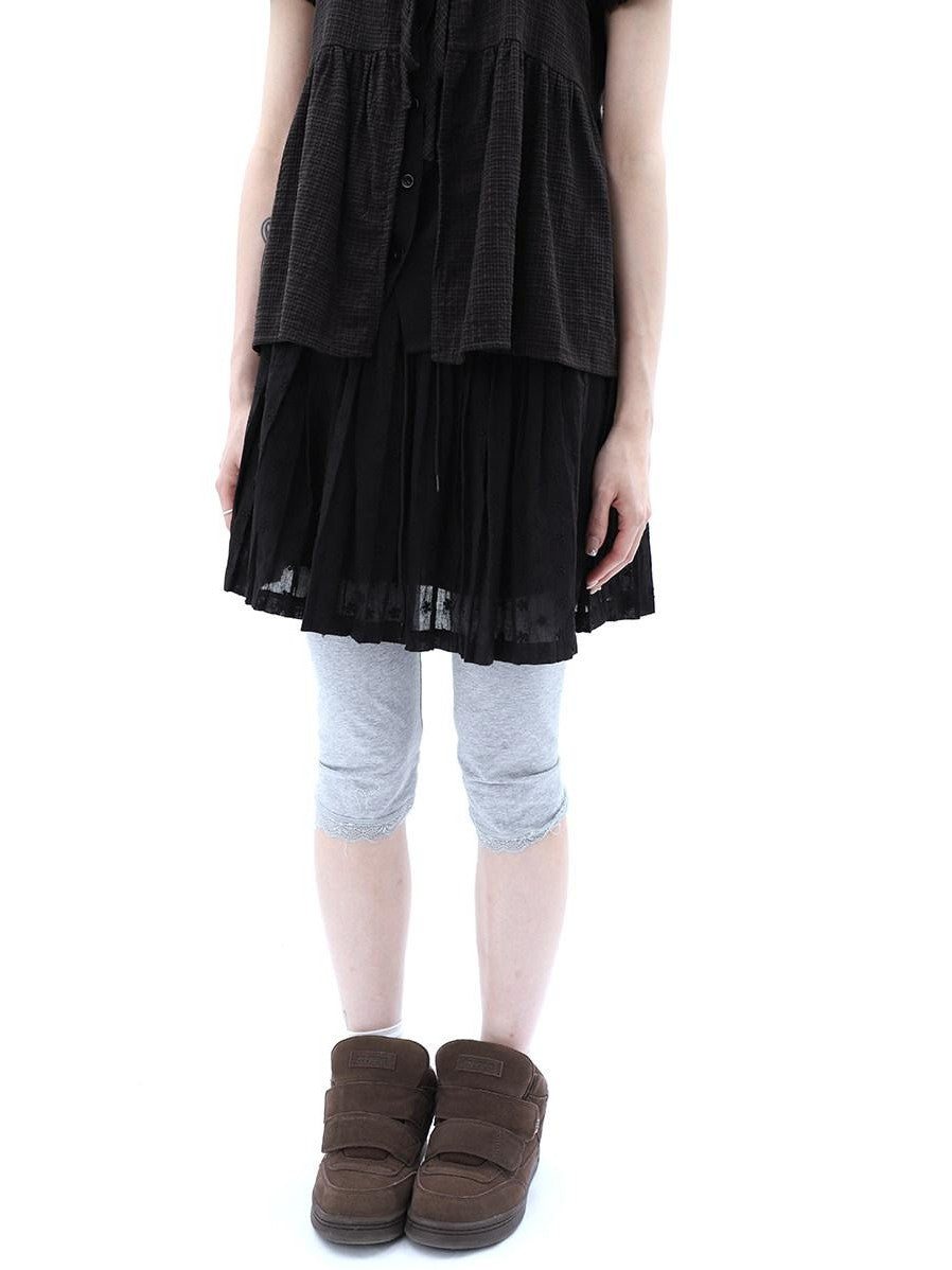 ang project Gray Lace Splice Cuffed Hem Tapered Slim Elastic Waist Women&