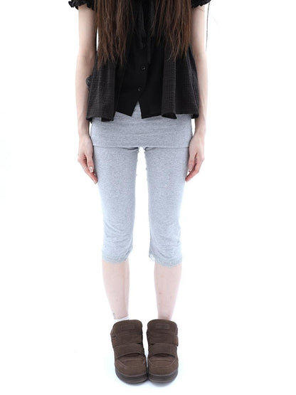 ang project Gray Lace Splice Cuffed Hem Tapered Slim Elastic Waist Women&