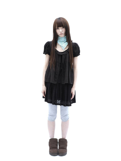 ang project Gray Lace Splice Cuffed Hem Tapered Slim Elastic Waist Women&