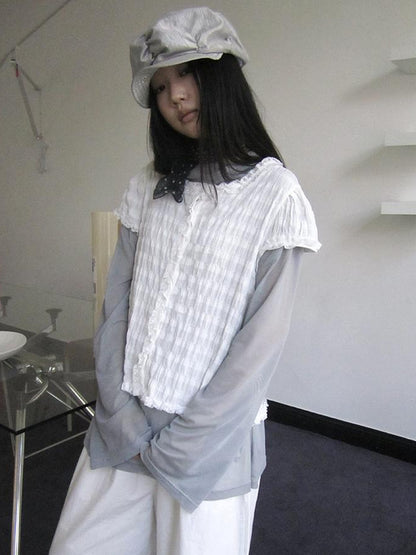 Updateang project Gray Layered Loose Fit Long Sleeve Turtleneck Top