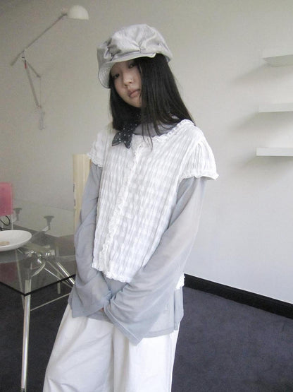 Updateang project Gray Layered Loose Fit Long Sleeve Turtleneck Top