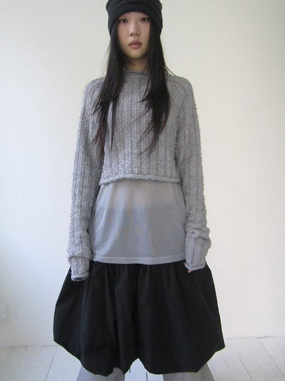 Updateang project Gray Layered Loose Fit Long Sleeve Turtleneck Top