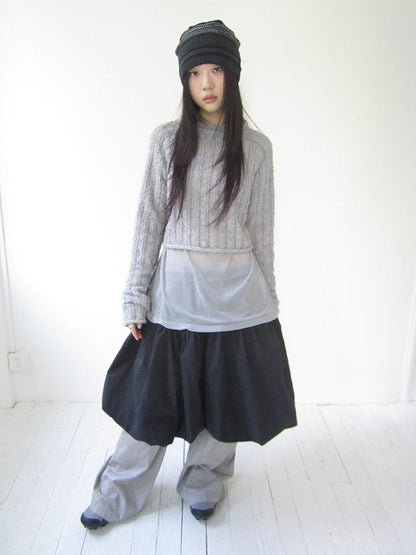 Updateang project Gray Layered Loose Fit Long Sleeve Turtleneck Top