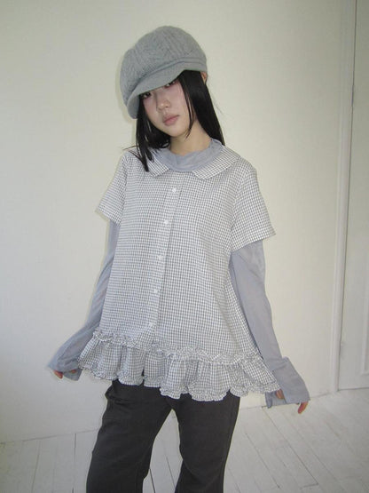Updateang project Gray Layered Loose Fit Long Sleeve Turtleneck Top