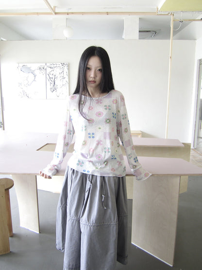 ang_project_Gray_Pink_Floral_Plaid_Mesh_Print_Round_Neck_Women&