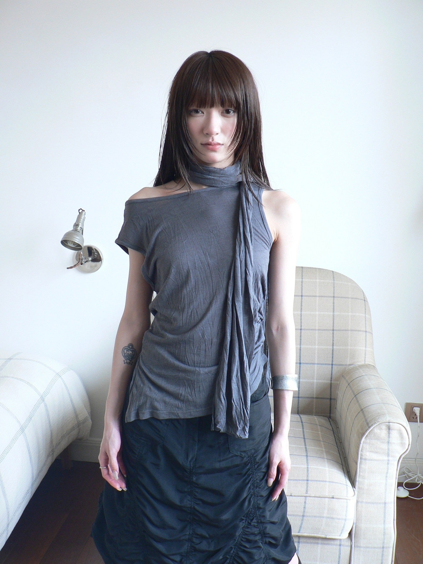 ang_project_Gray_Pleated_Asymmetric_Cinched_Waist_Tie_Sash_Women&