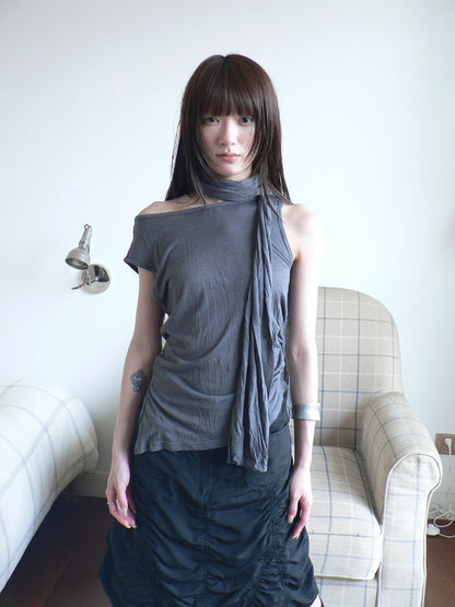 ang_project_Gray_Pleated_Asymmetric_Cinched_Waist_Tie_Sash_Women&