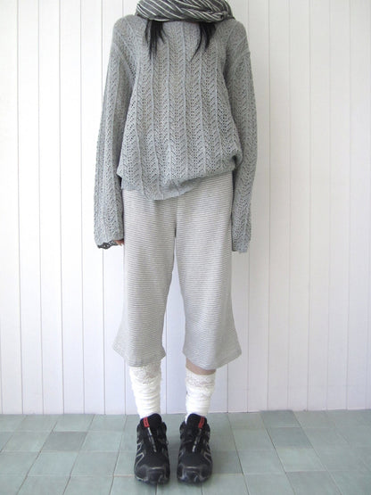 ang_project_Gray_Striped_Elastic_Waist_Micro_Flare_Women&