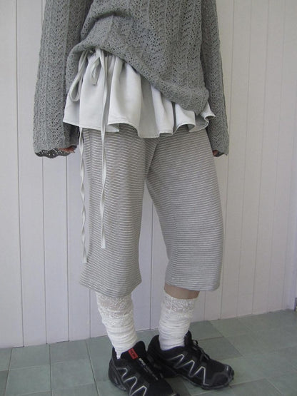 ang project Gray Striped Elastic Waist Micro Flare Women&