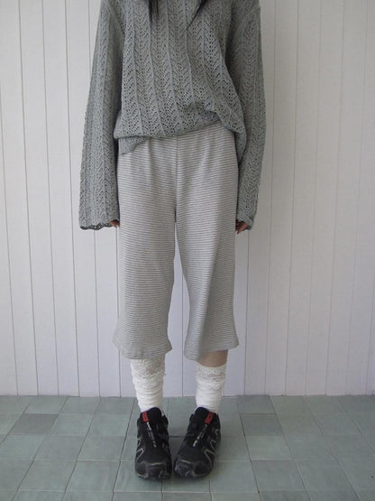ang project Gray Striped Elastic Waist Micro Flare Women&