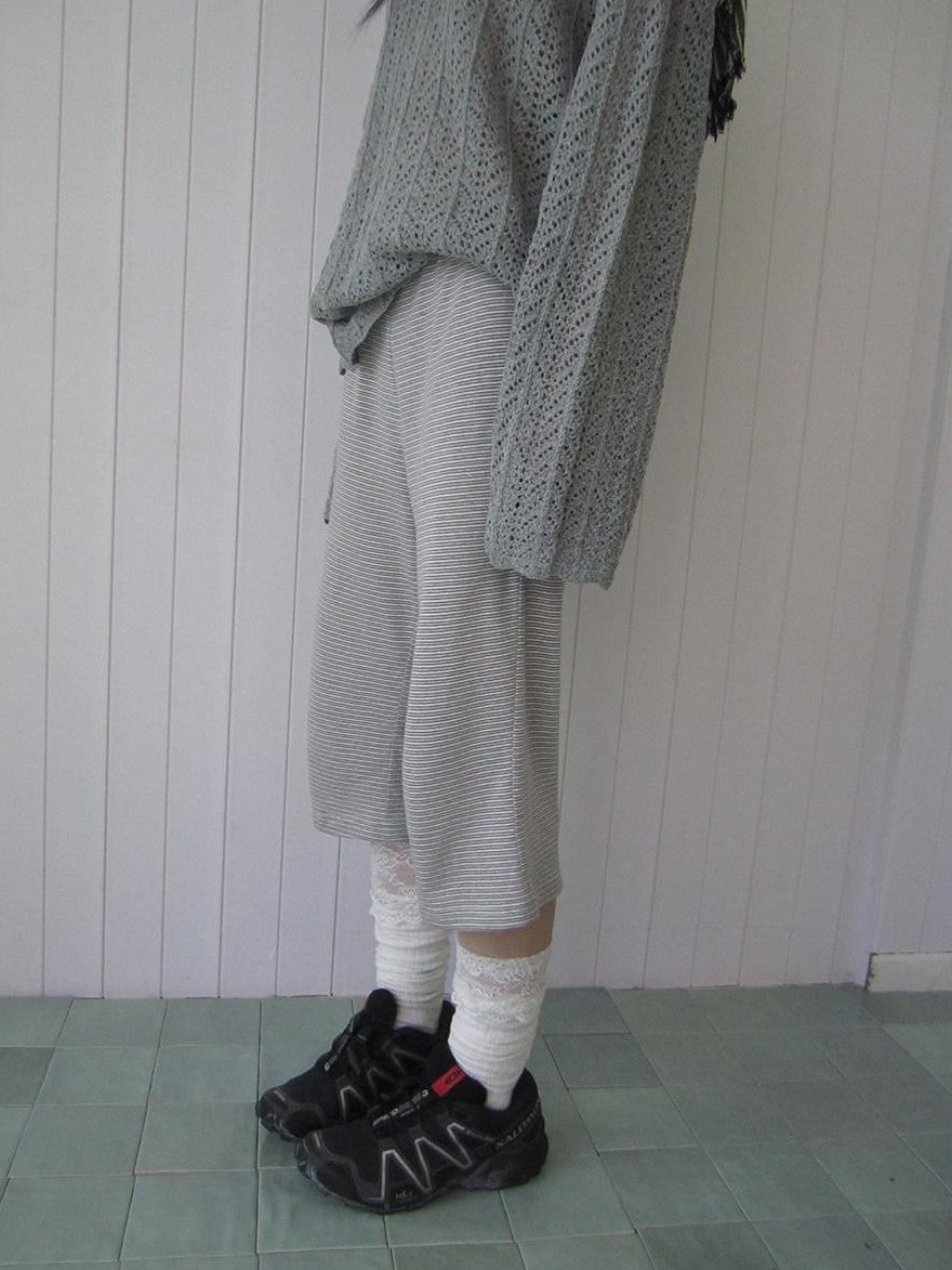 ang project Gray Striped Elastic Waist Micro Flare Women&