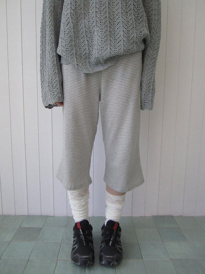 ang project Gray Striped Elastic Waist Micro Flare Women&