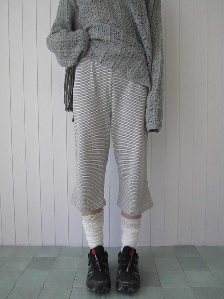 ang project Gray Striped Elastic Waist Micro Flare Women&