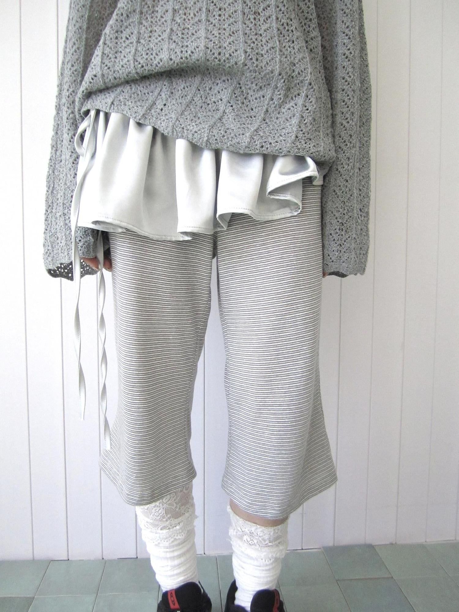 ang project Gray Striped Elastic Waist Micro Flare Women&