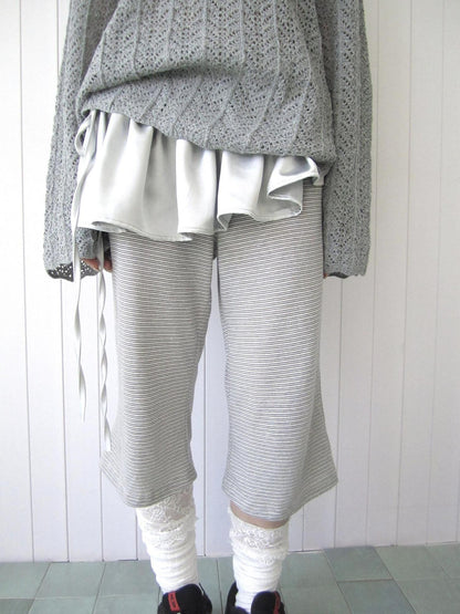 ang project Gray Striped Elastic Waist Micro Flare Women&