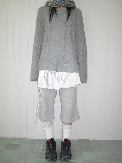 ang project Gray Striped Elastic Waist Micro Flare Women&